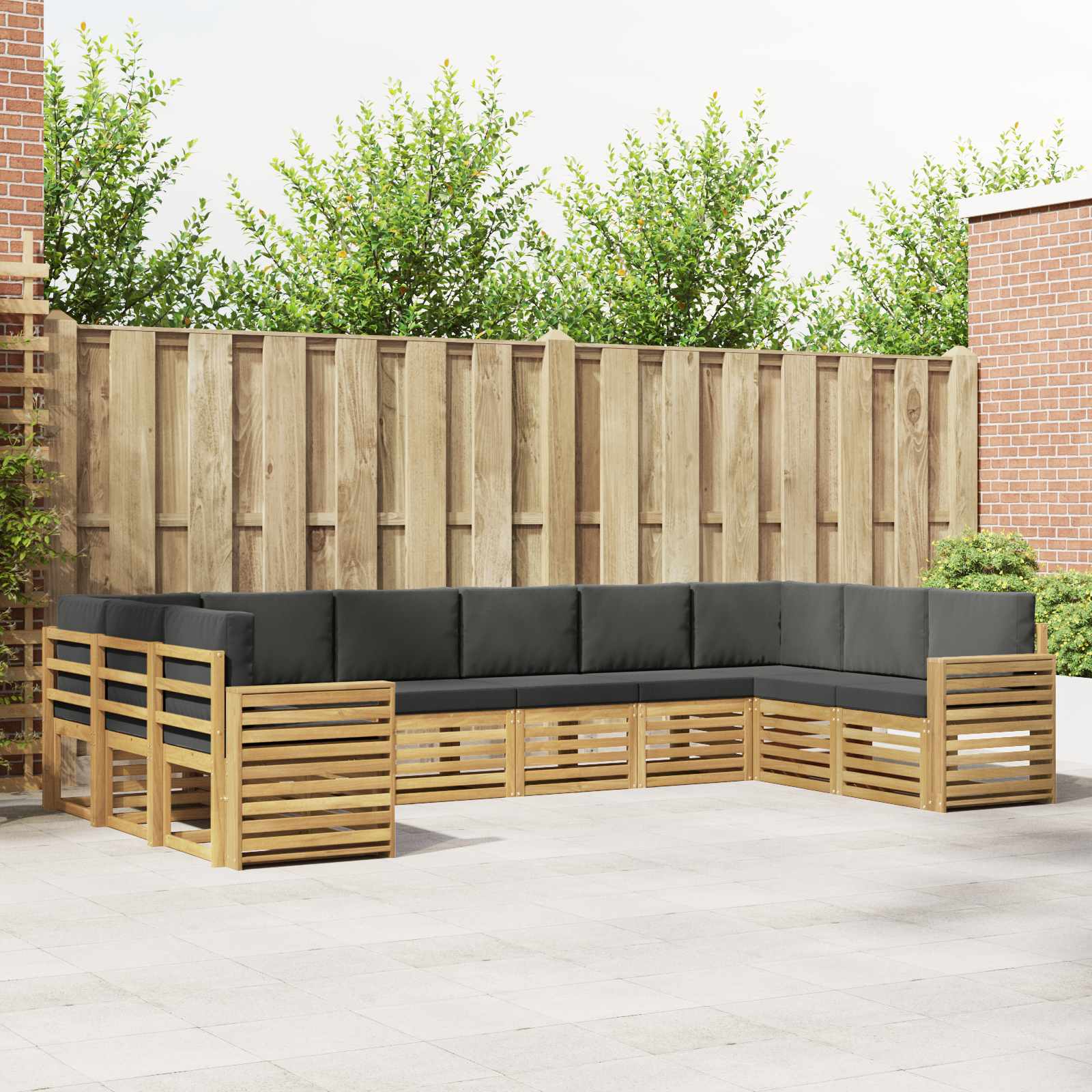 Outdoor-Sofagarnitur 10 pcs Weiß und Anthrazit
