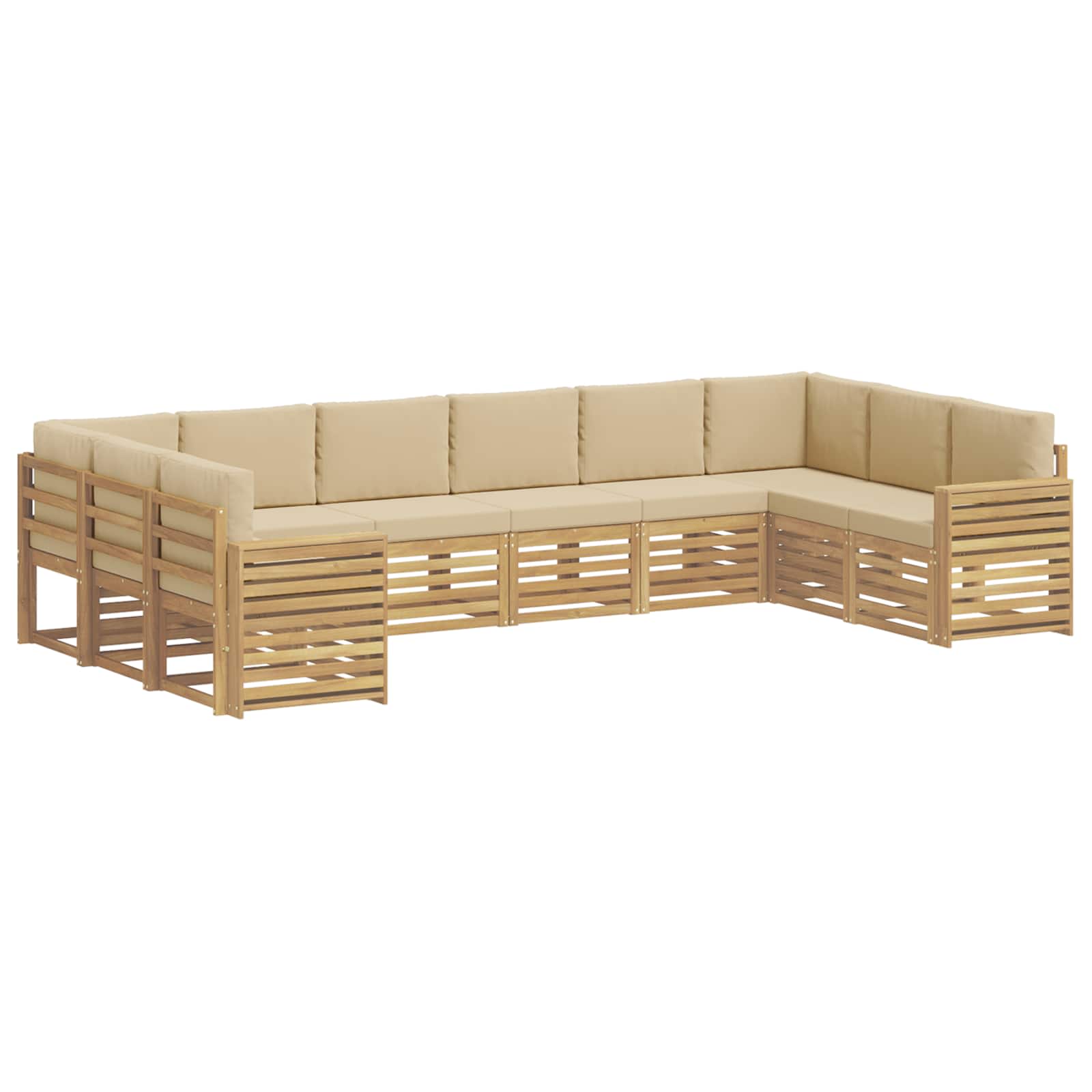 Outdoor-Sofagarnitur 10 pcs Weiß und Beige 363 x 191,5 x 73 cm