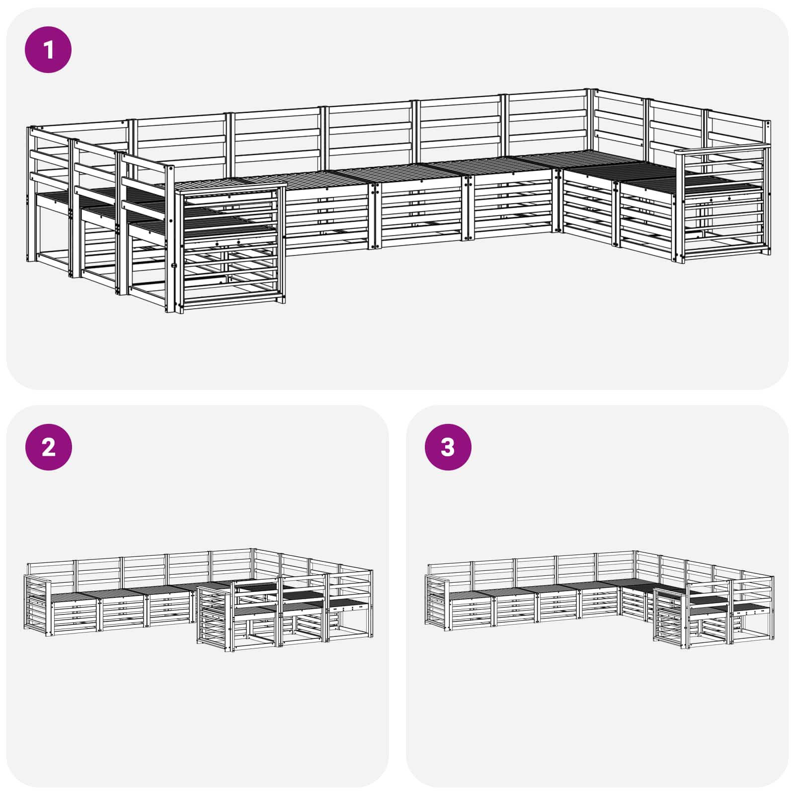 Outdoor-Sofagarnitur 10 pcs Weiß 363 x 187,5 x 73 cm