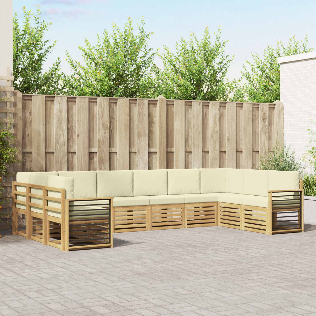 Ecksofa Set mit Kissen 10 pcs Weiß und Creme Polyester
