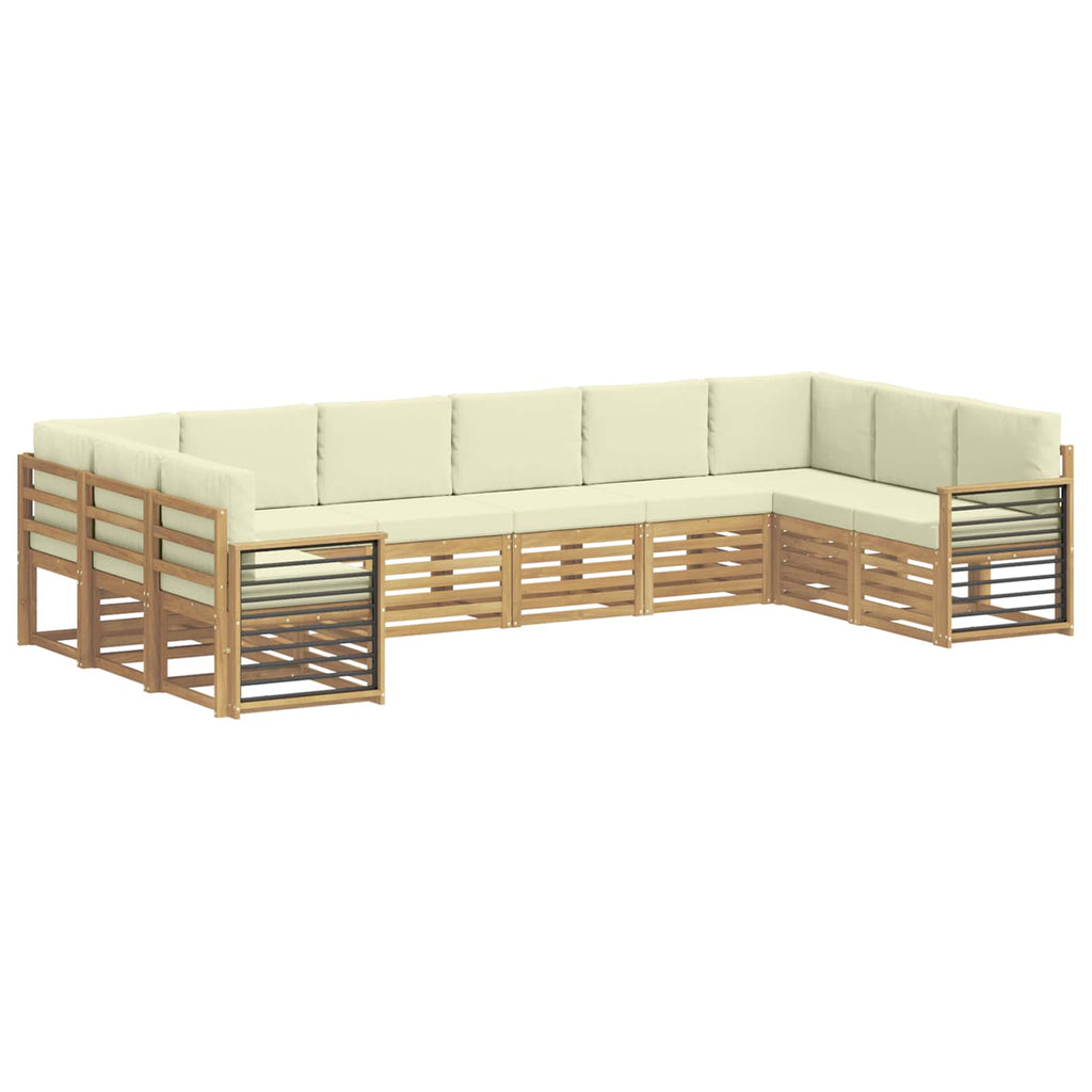 Ecksofa Set mit Kissen 10 pcs Weiß und Creme Polyester