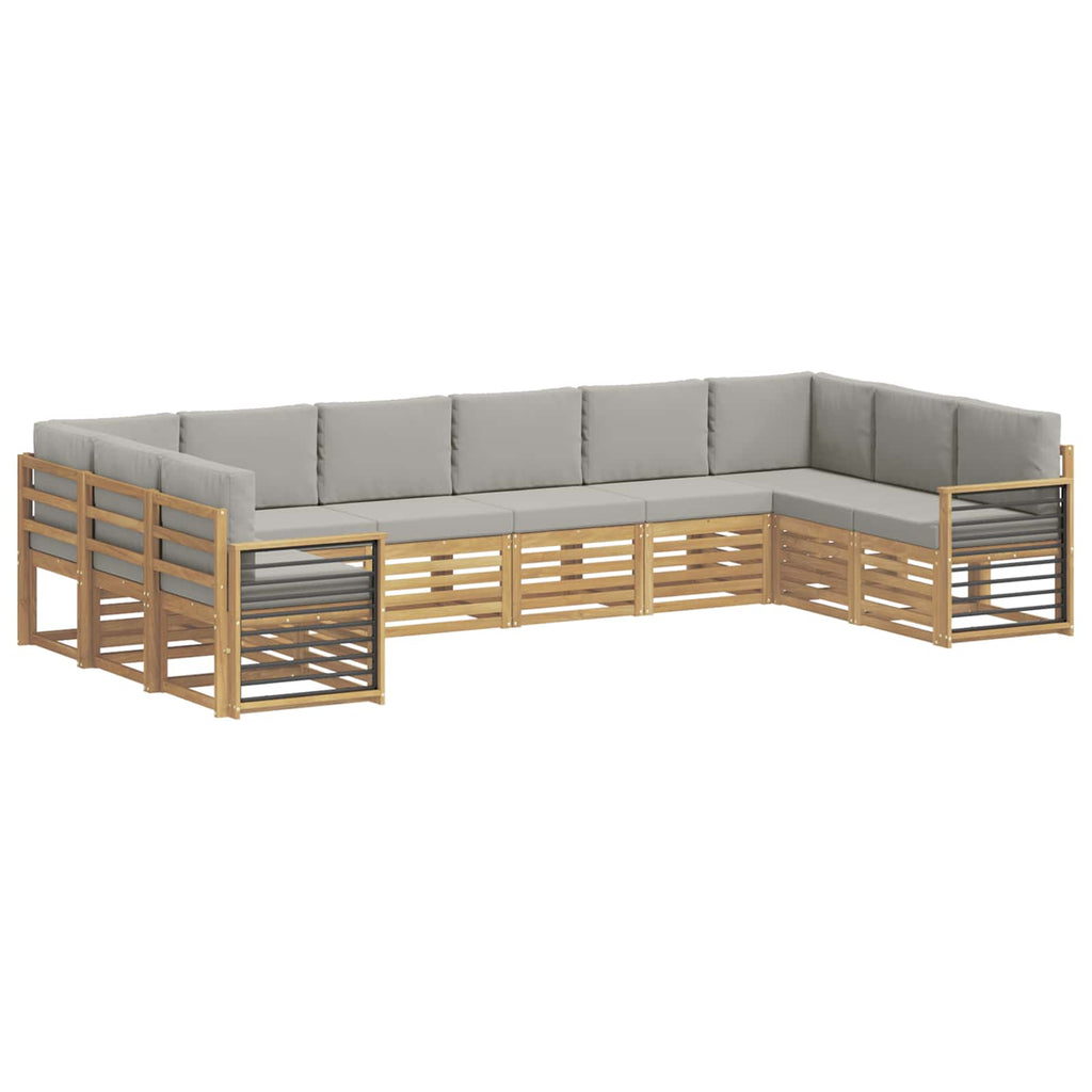 Ecksofa Set 10 pcs Weiß und Hellgrau 363 x 187,5 x 73 cm