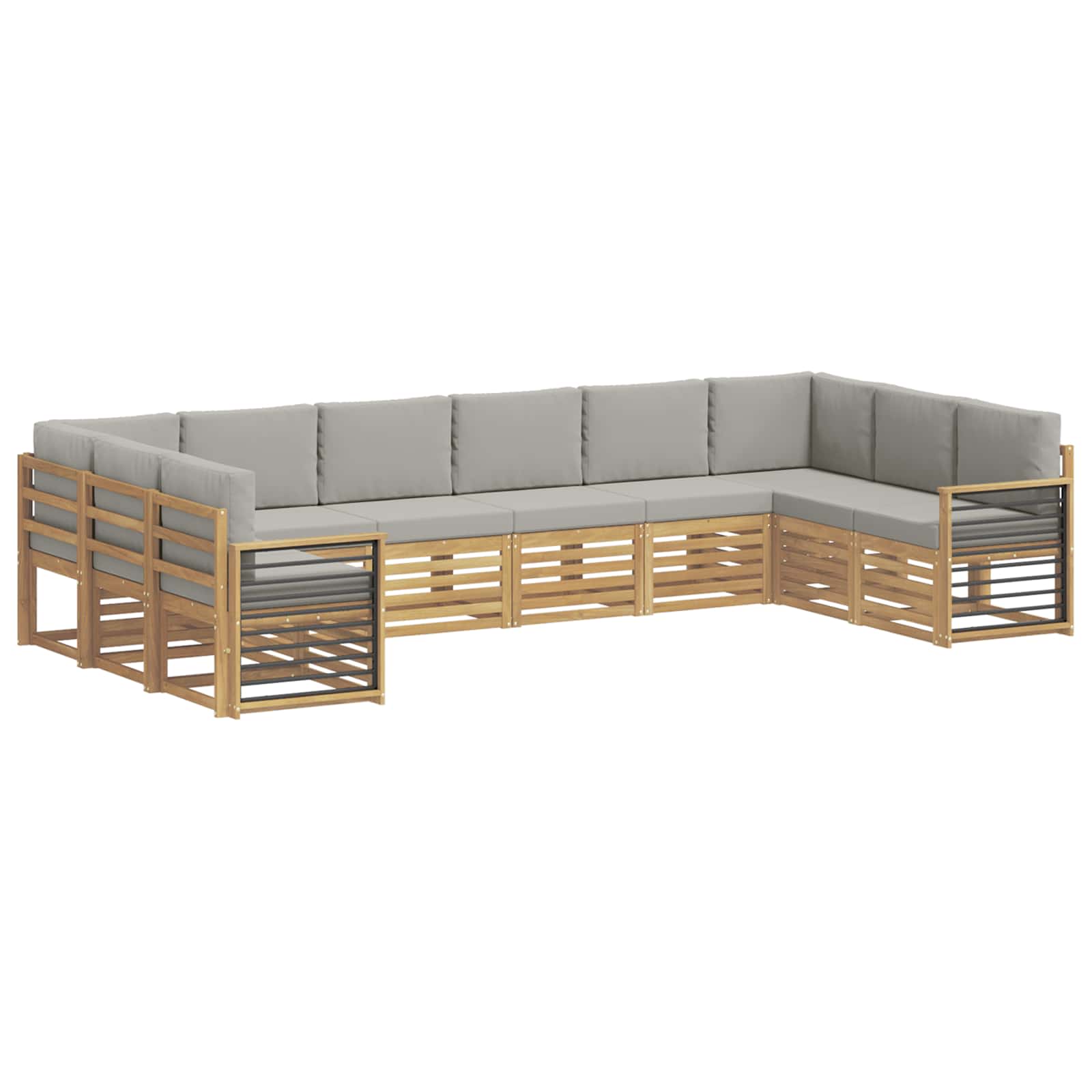 Ecksofa Set 10 pcs Weiß und Hellgrau 363 x 187,5 x 73 cm