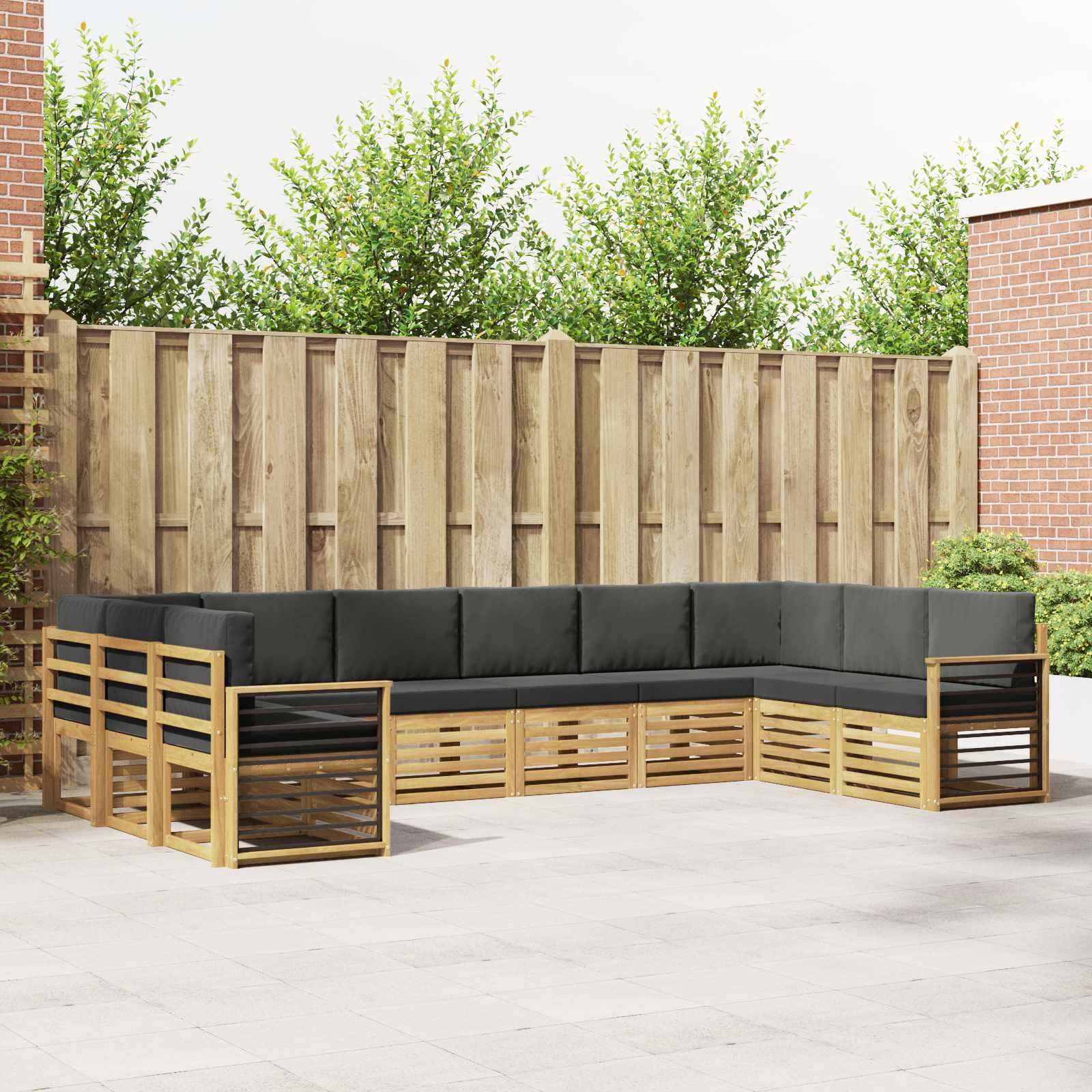 Ecksofa Set 10 pcs Weiß und Anthrazit 363 x 187,5 x 73 cm
