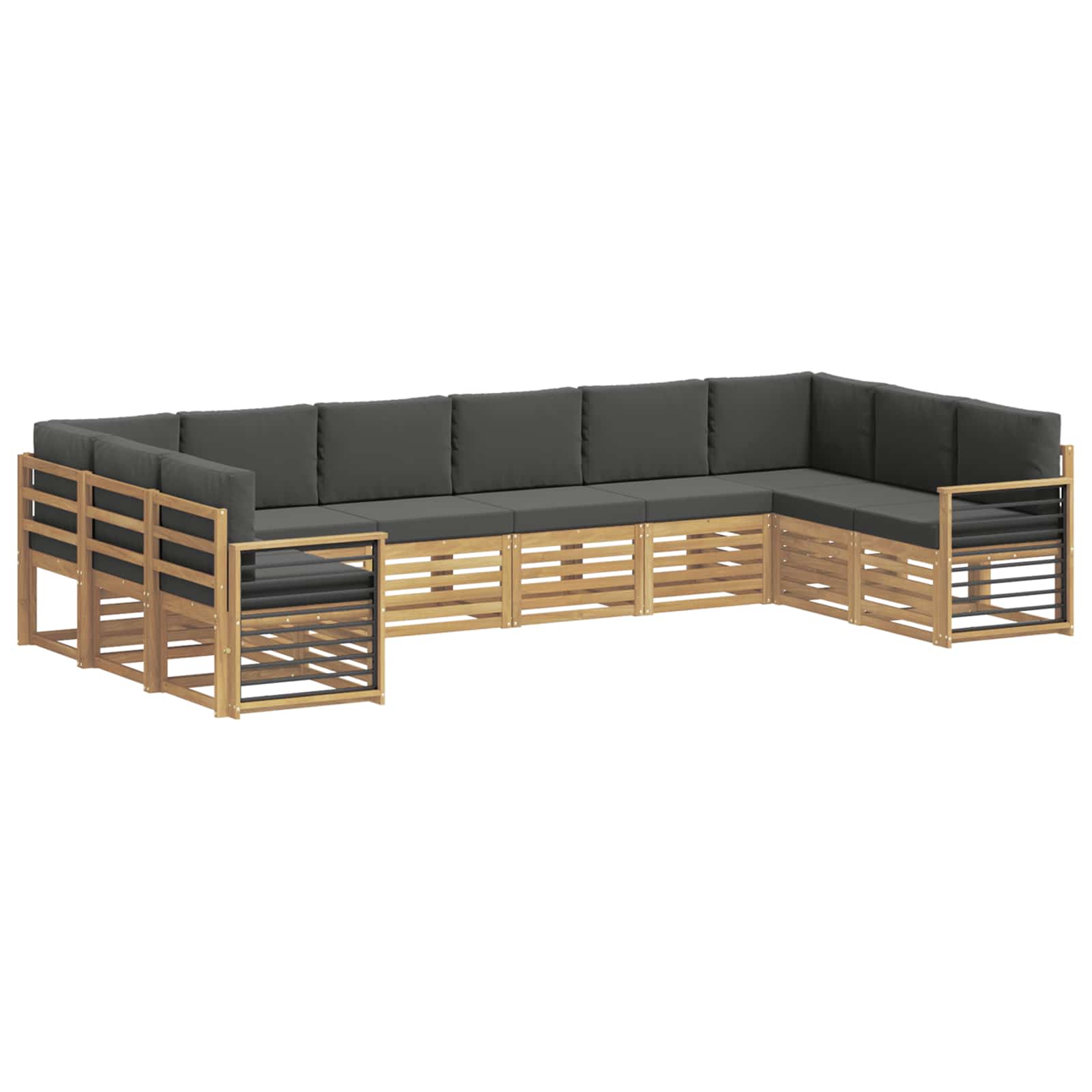 Ecksofa Set 10 pcs Weiß und Anthrazit 363 x 187,5 x 73 cm