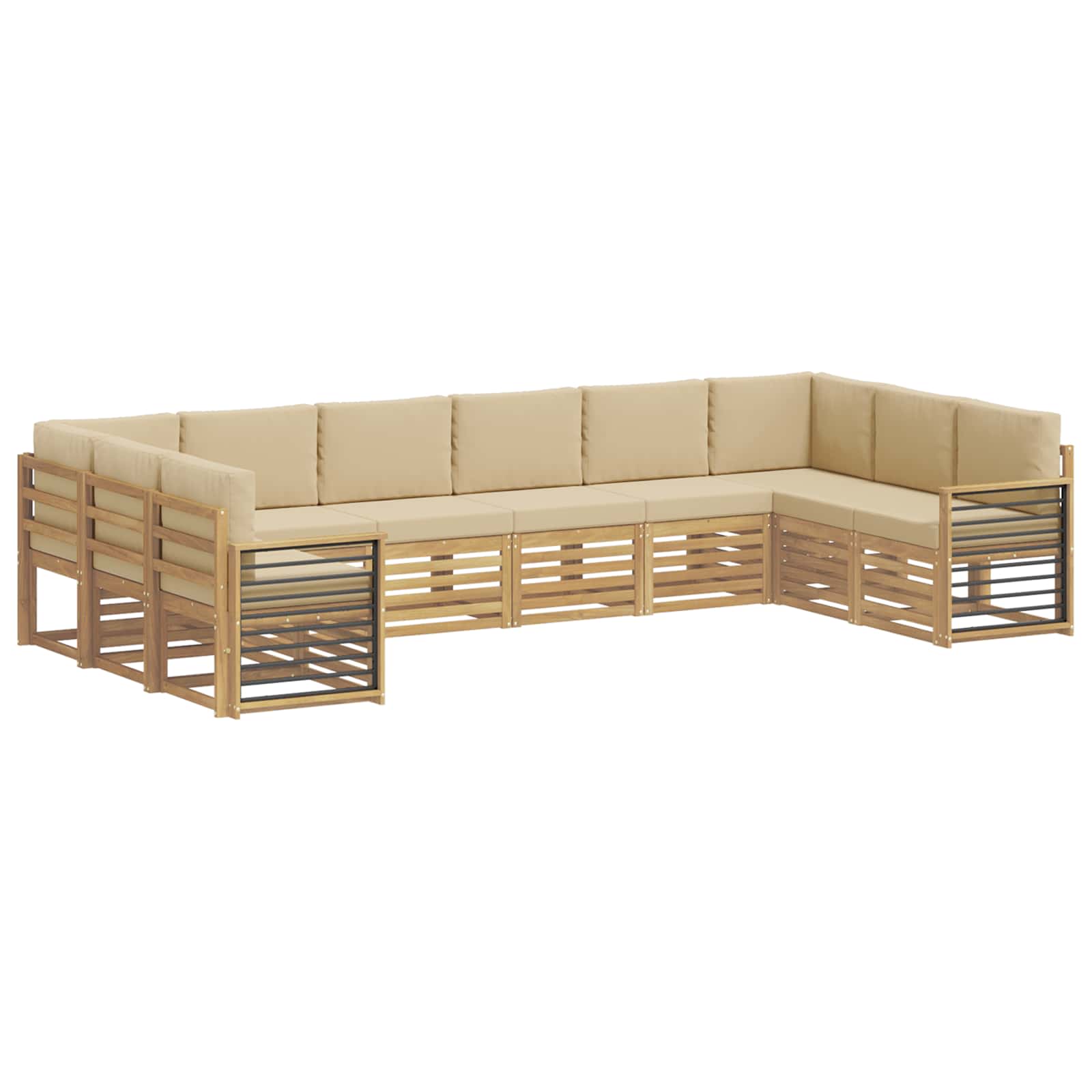 Ecksofa Set 10 pcs Weiß und Beige 363 x 187,5 x 73 cm Polyester
