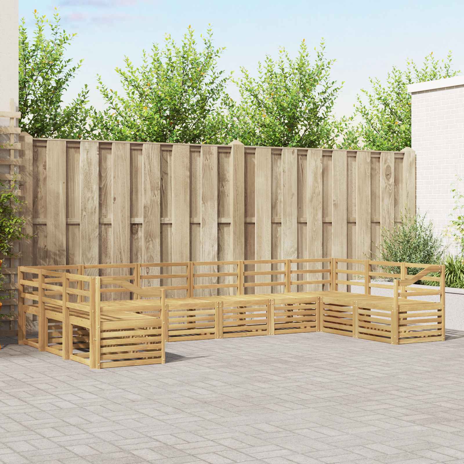 Outdoor-Sofagarnitur 10 pcs Weiß 363 x 185,5 x 73 cm