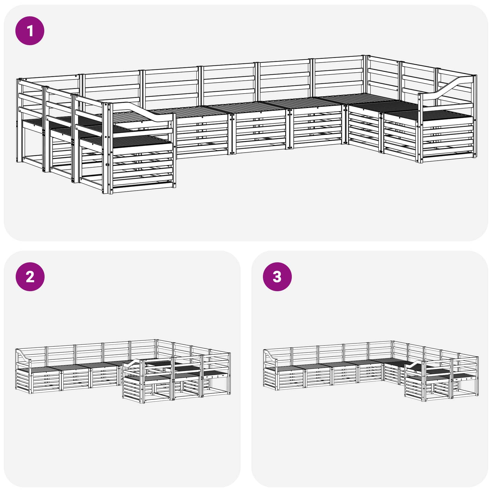 Outdoor-Sofagarnitur 10 pcs Weiß 363 x 185,5 x 73 cm