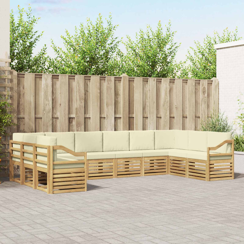 Outdoor-Sofagarnitur mit Kissen 10 pcs Weiß und Creme Polyester