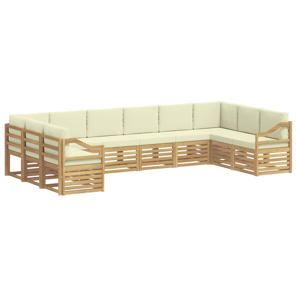 Outdoor-Sofagarnitur mit Kissen 10 pcs Weiß und Creme Polyester