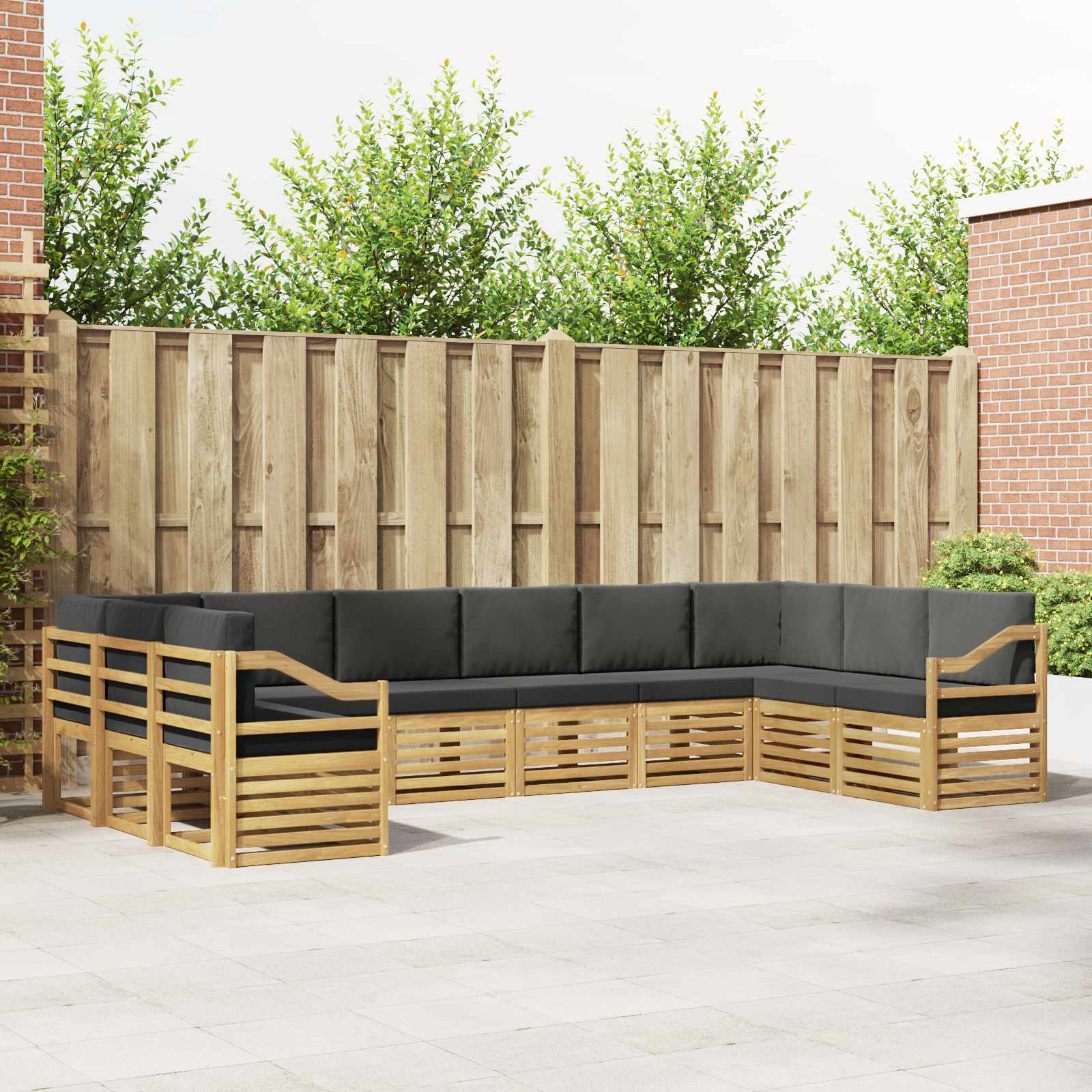Ecksofa Set 10 pcs Weiß und Anthrazit 363 x 185,5 x 73 cm