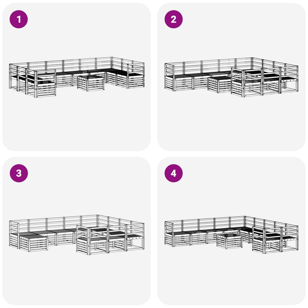 Outdoor-Sofagarnitur 11 pcs Weiß 59 x 59 x 37 cm