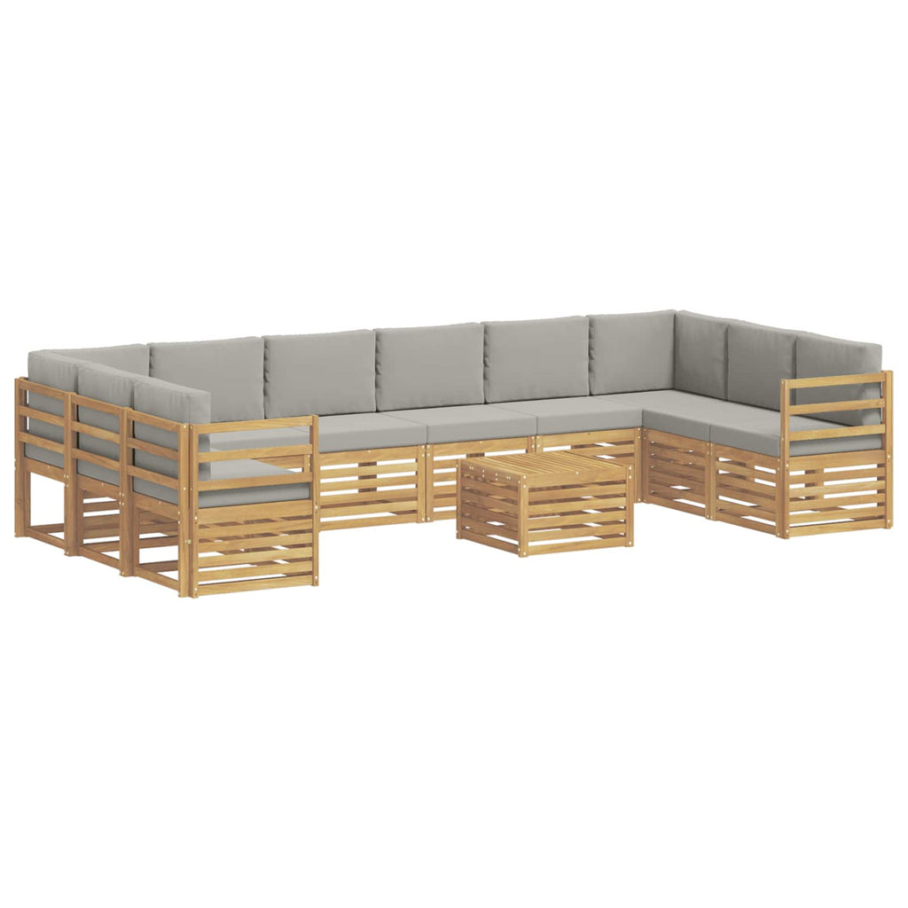Outdoor-Sofagarnitur 11 pcs Weiß und Hellgrau 59 x 59 x 37 cm