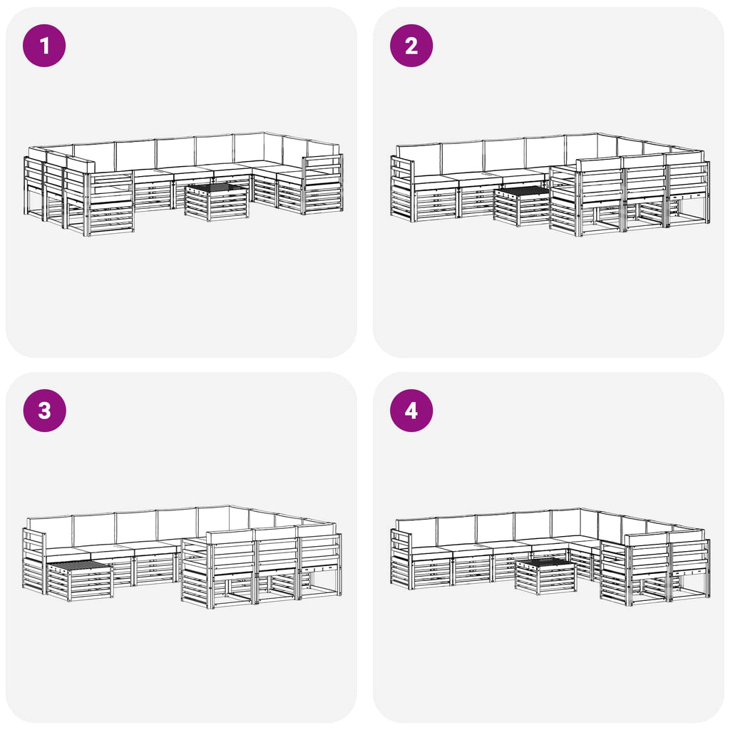 Outdoor-Sofagarnitur 8 pcs Weiß und Anthrazit 59 x 59 x 37 cm