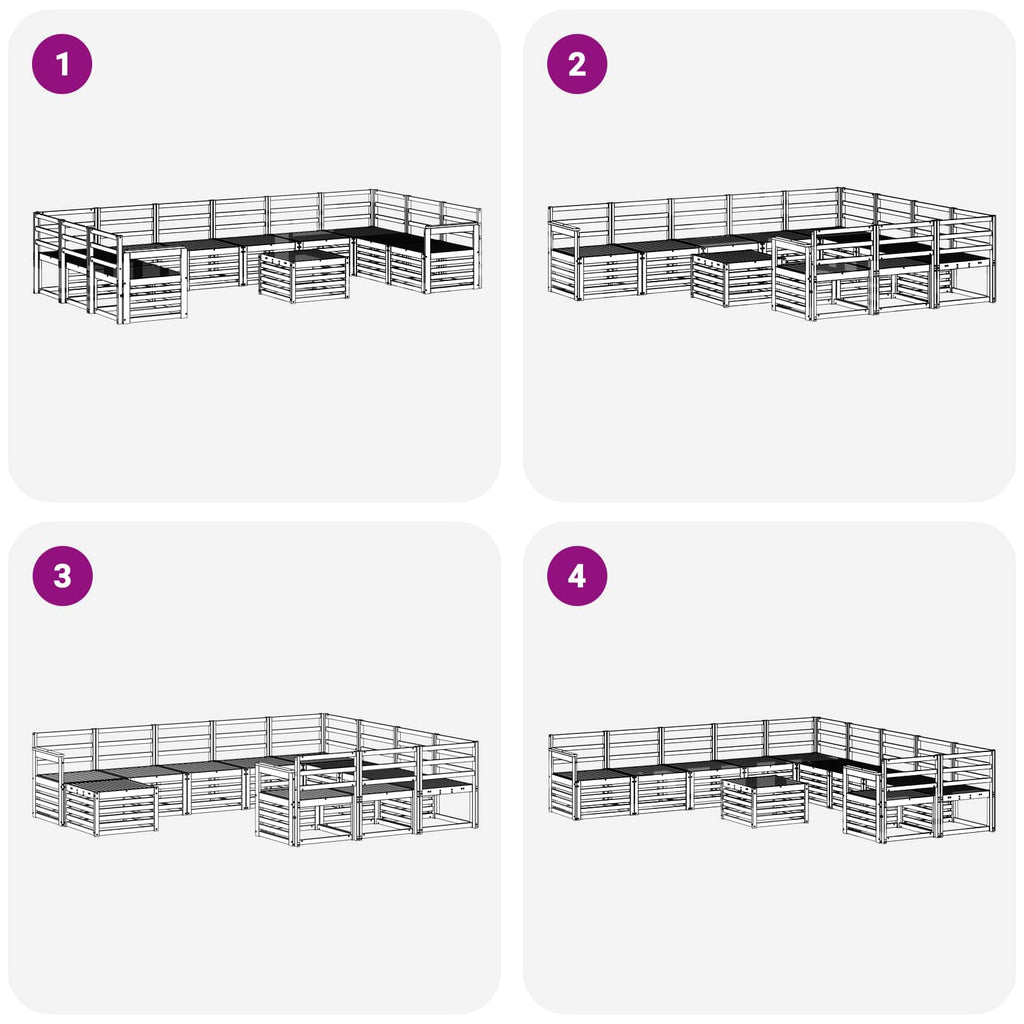 Outdoor-Sofagarnitur 11 pcs Weiß 59 x 59 x 37 cm