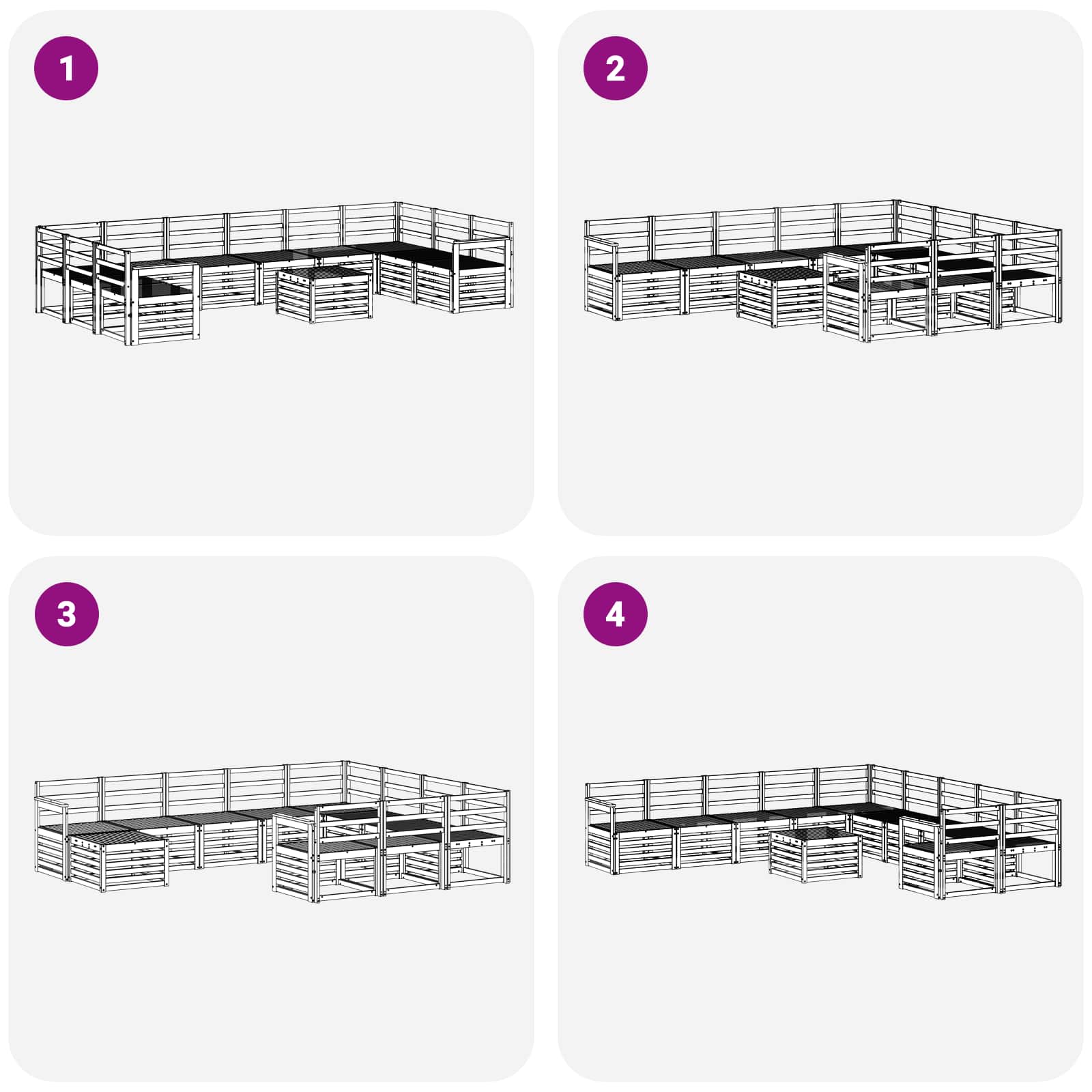 Outdoor-Sofagarnitur 11 pcs Weiß 59 x 59 x 37 cm