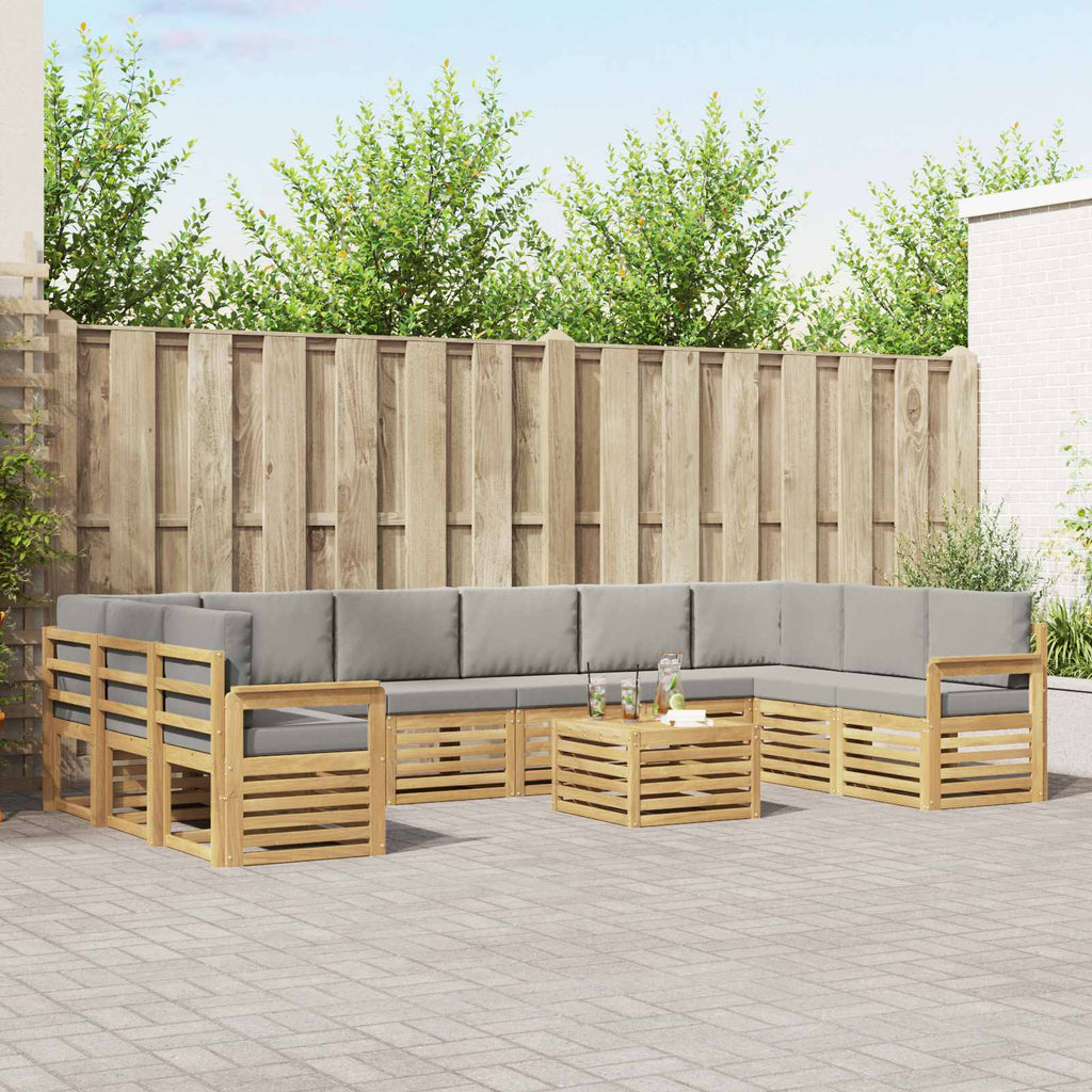 Outdoor-Sofagarnitur 8 pcs Weiß und Hellgrau 59 x 59 x 37 cm