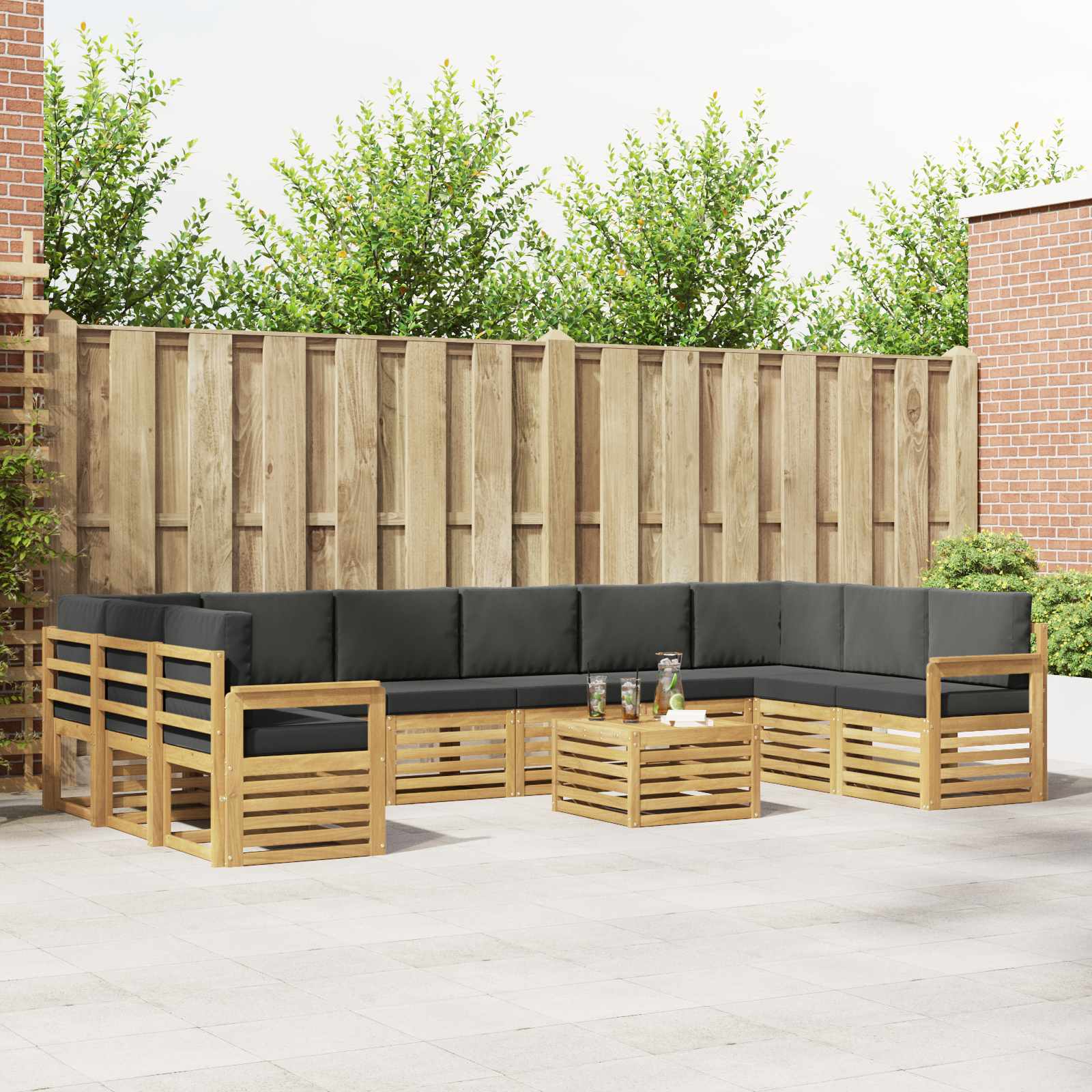 Outdoor-Sofagarnitur 8 pcs Weiß und Anthrazit 59 x 59 x 37 cm