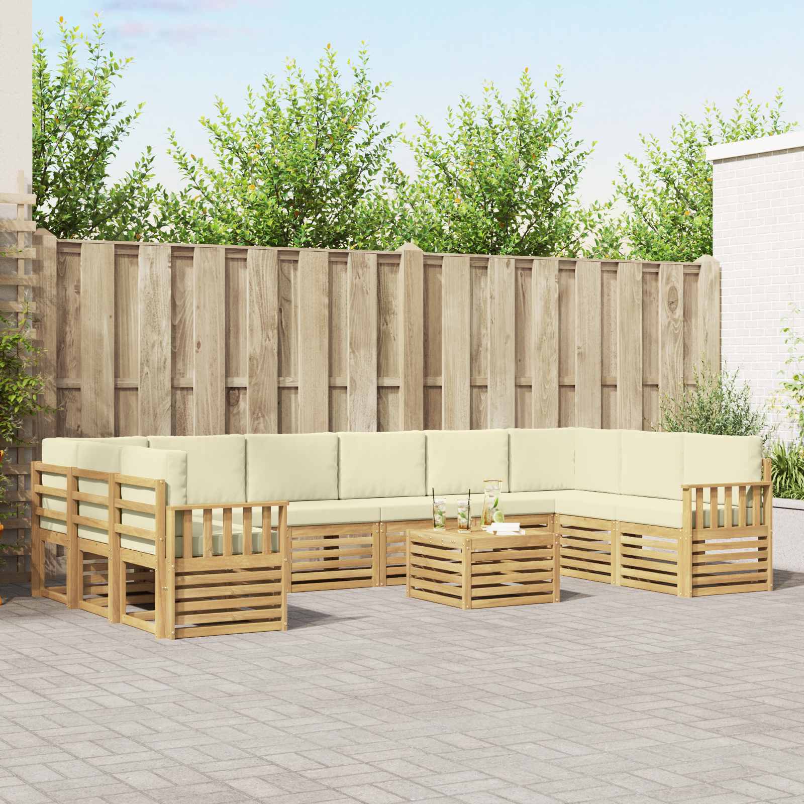 Outdoor-Sofagarnitur 8 pcs Weiß und Creme 59 x 59 x 37 cm
