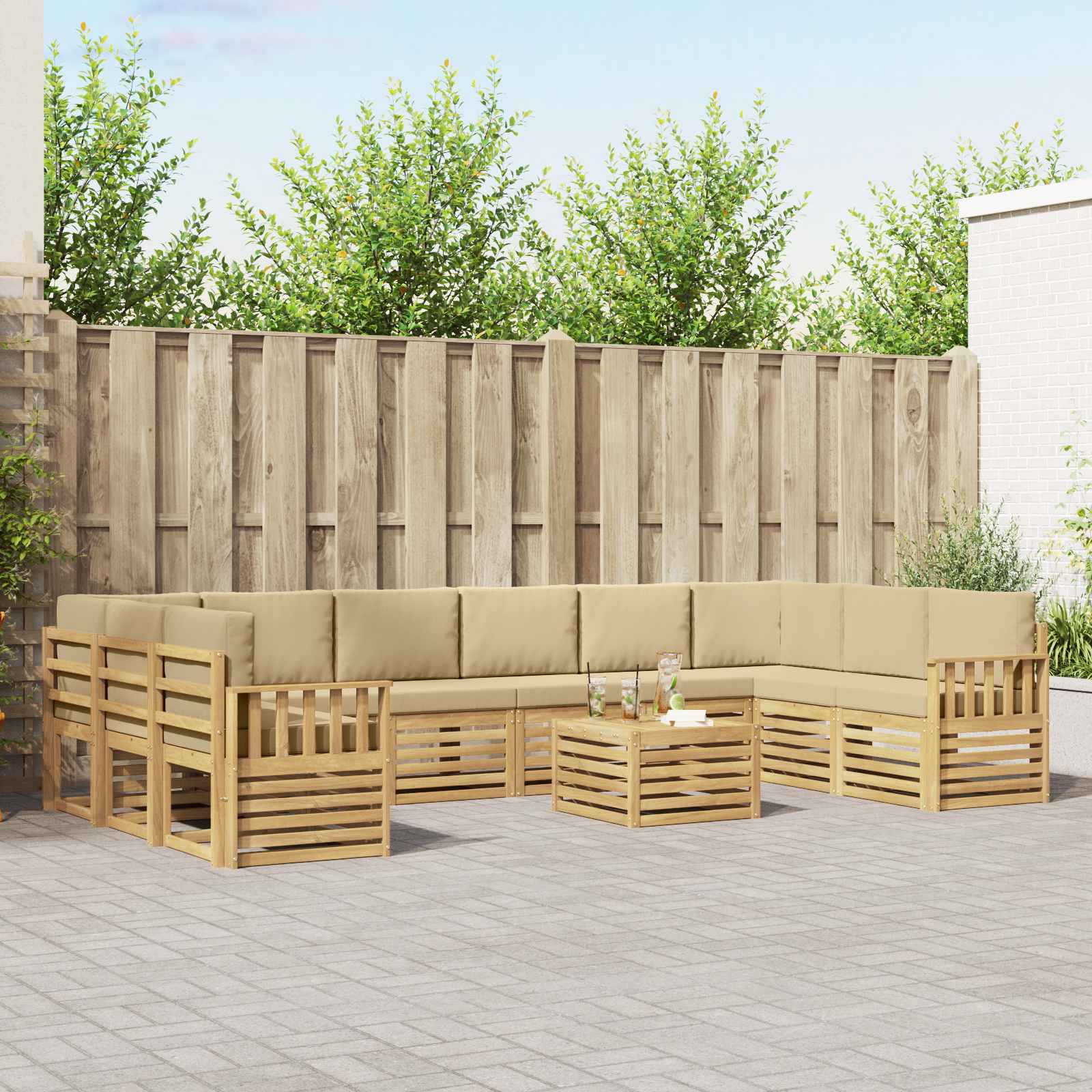 Outdoor-Sofagarnitur 8 pcs Weiß und Beige 59 x 59 x 37 cm
