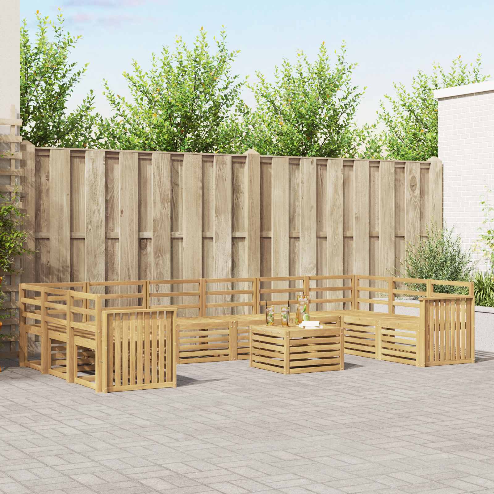 Outdoor-Sofagarnitur 11 pcs Weiß 59 x 59 x 37 cm