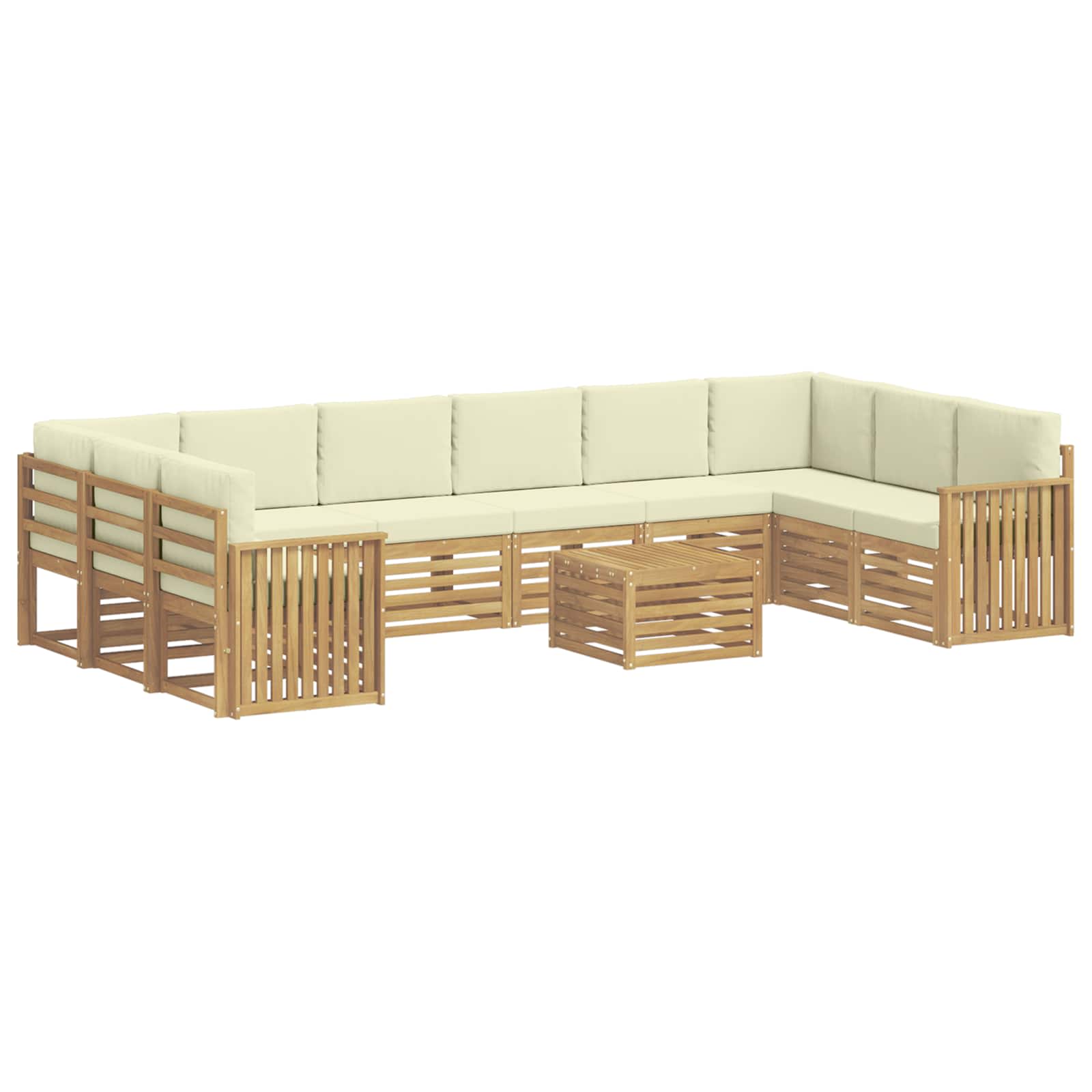 Outdoor-Sofagarnitur 11 pcs Weiß und Creme 59 x 59 x 37 cm