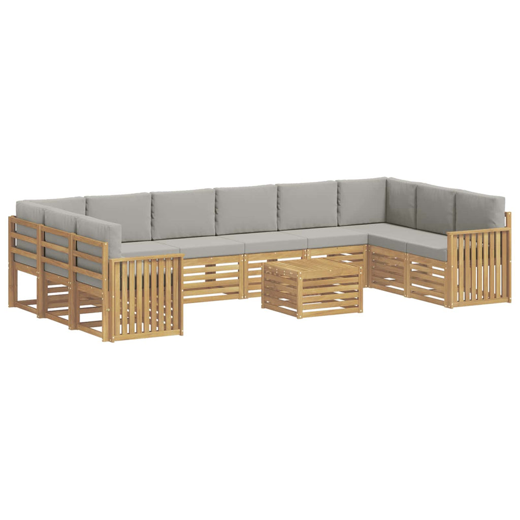 Outdoor-Sofagarnitur 11 pcs Weiß und Hellgrau 59 x 59 x 37 cm