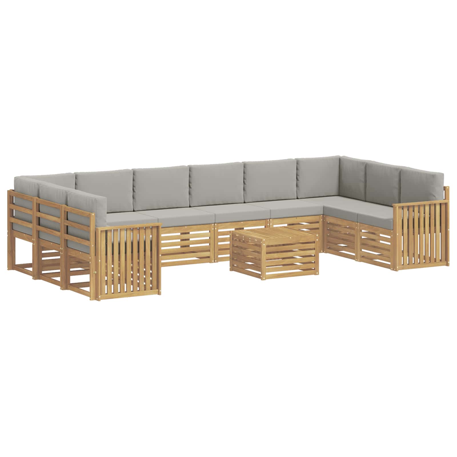 Outdoor-Sofagarnitur 11 pcs Weiß und Hellgrau 59 x 59 x 37 cm