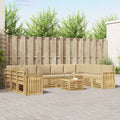 Outdoor-Sofagarnitur 11 pcs Weiß und Beige 59 x 59 x 37 cm