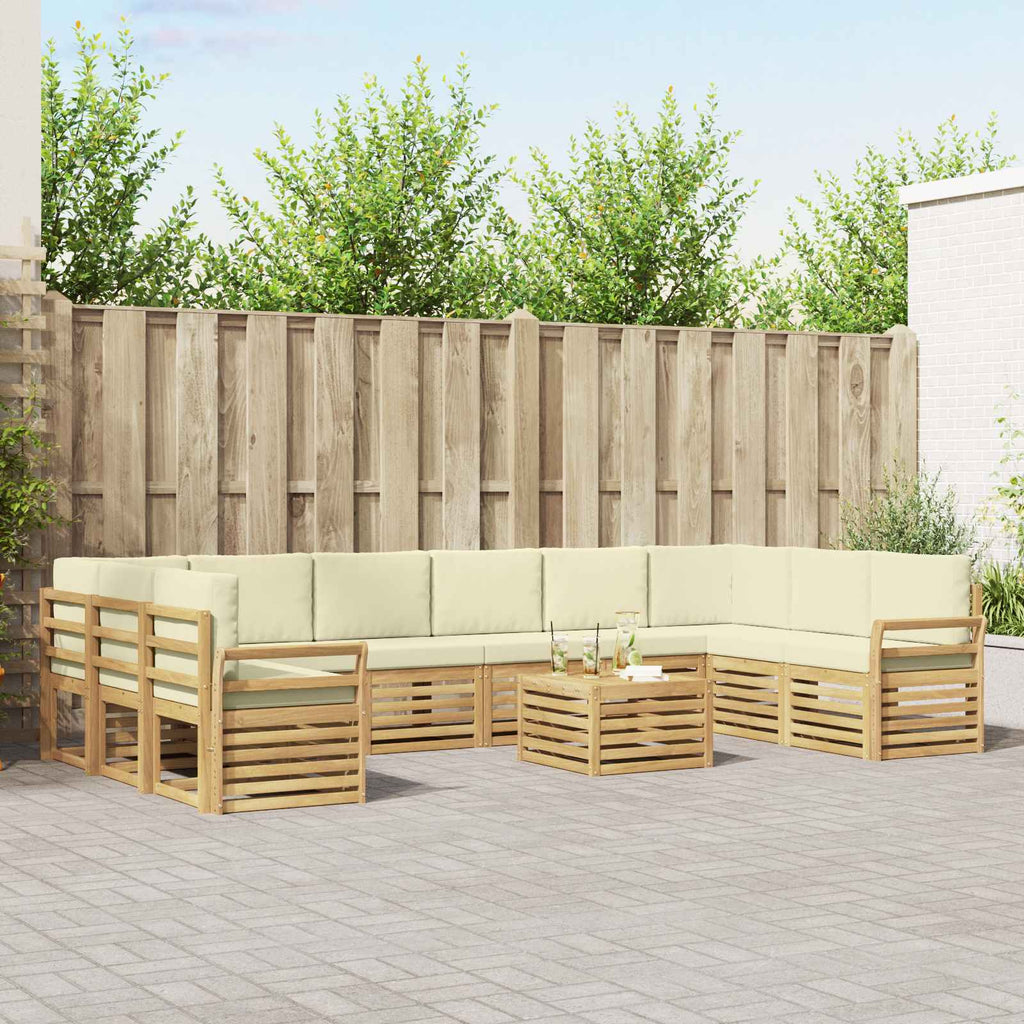 Outdoor-Sofagarnitur 11 pcs Weiß und Creme 59 x 59 x 37 cm