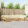 Outdoor-Sofagarnitur 11 pcs Weiß und Creme 59 x 59 x 37 cm
