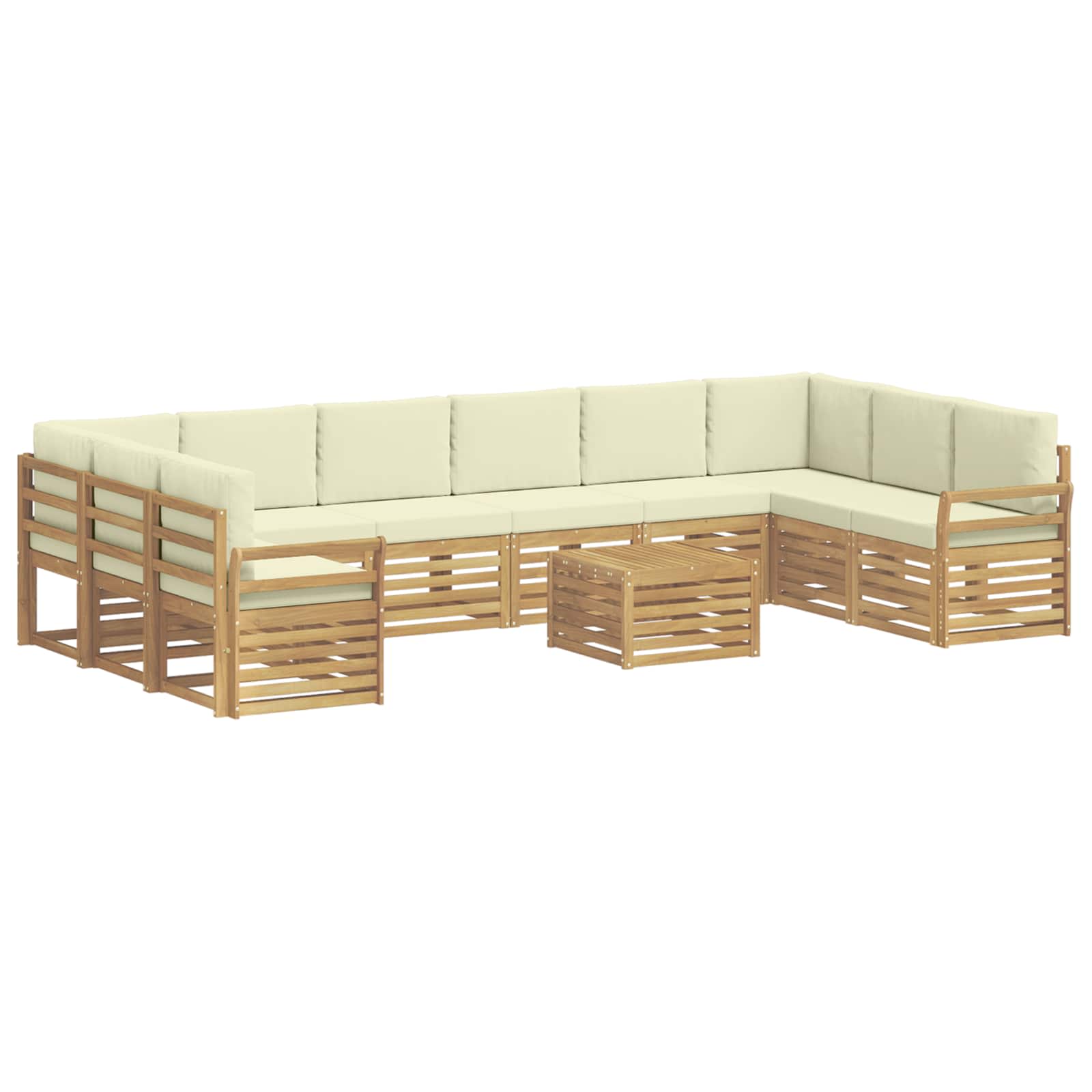 Outdoor-Sofagarnitur 11 pcs Weiß und Creme 59 x 59 x 37 cm