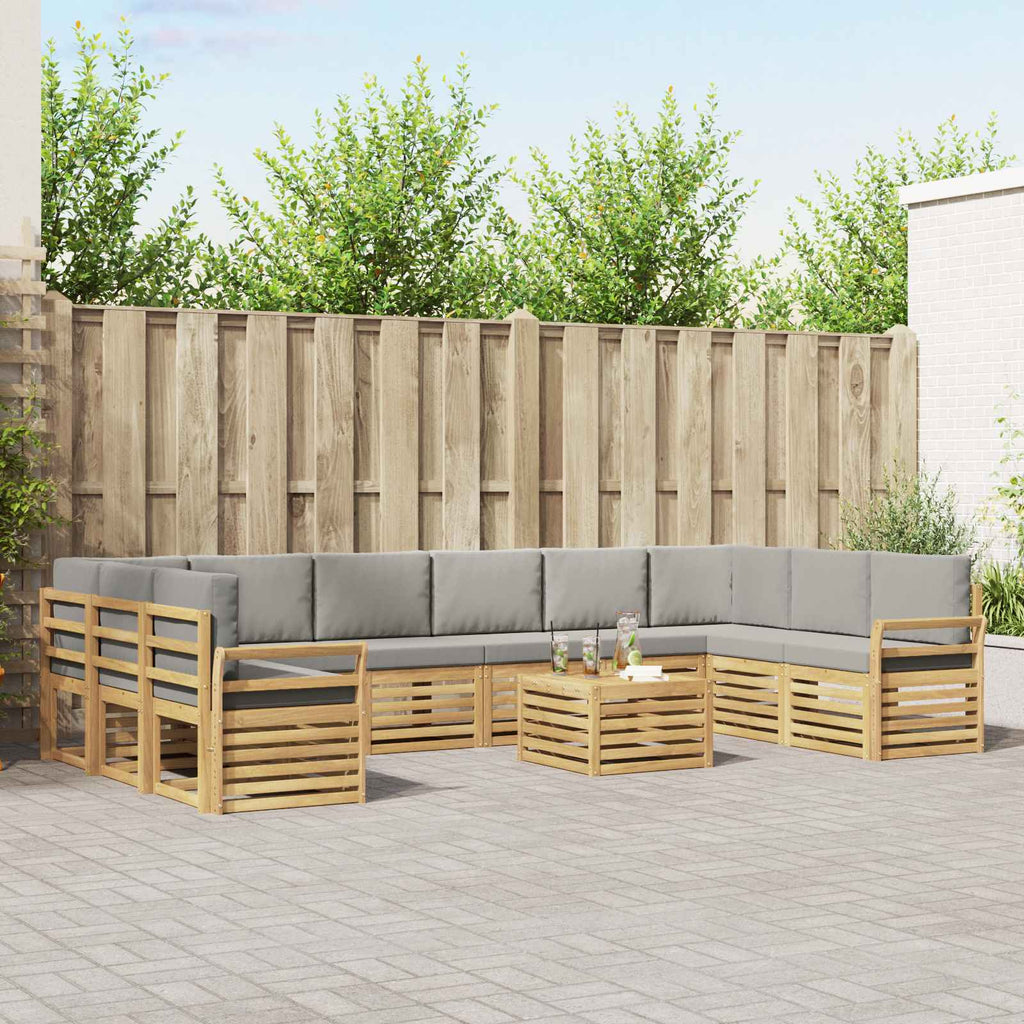 Outdoor-Sofagarnitur 11 pcs Weiß und Hellgrau 59 x 59 x 37 cm
