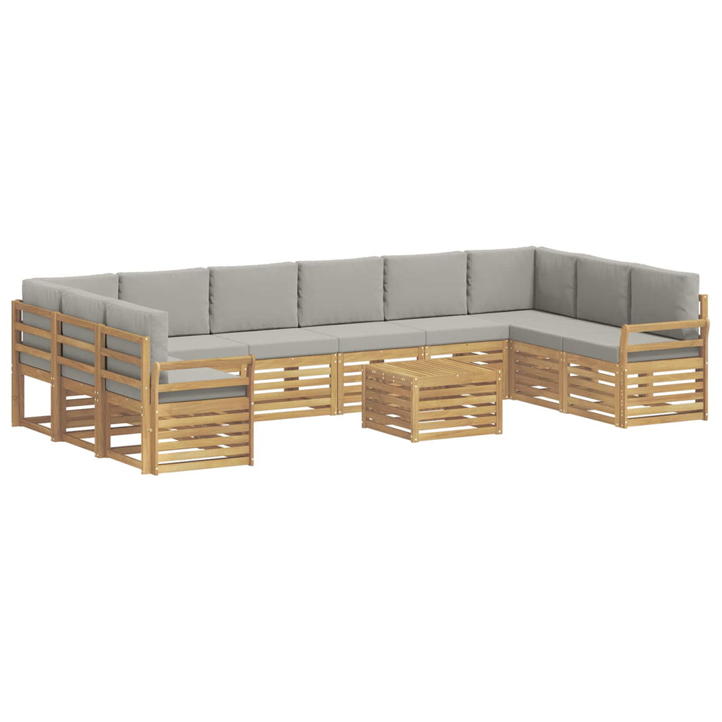Outdoor-Sofagarnitur 11 pcs Weiß und Hellgrau 59 x 59 x 37 cm