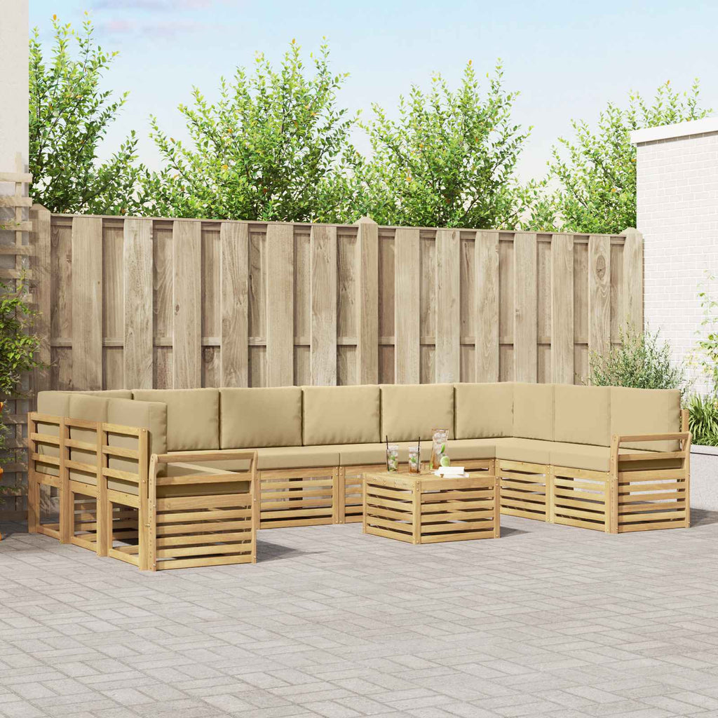 Outdoor-Sofagarnitur 11 pcs Weiß und Beige 59 x 59 x 37 cm