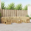 Outdoor-Sofagarnitur 11 pcs Weiß und Beige 59 x 59 x 37 cm