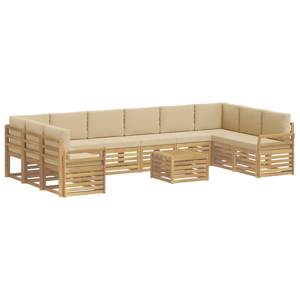 Outdoor-Sofagarnitur 11 pcs Weiß und Beige 59 x 59 x 37 cm