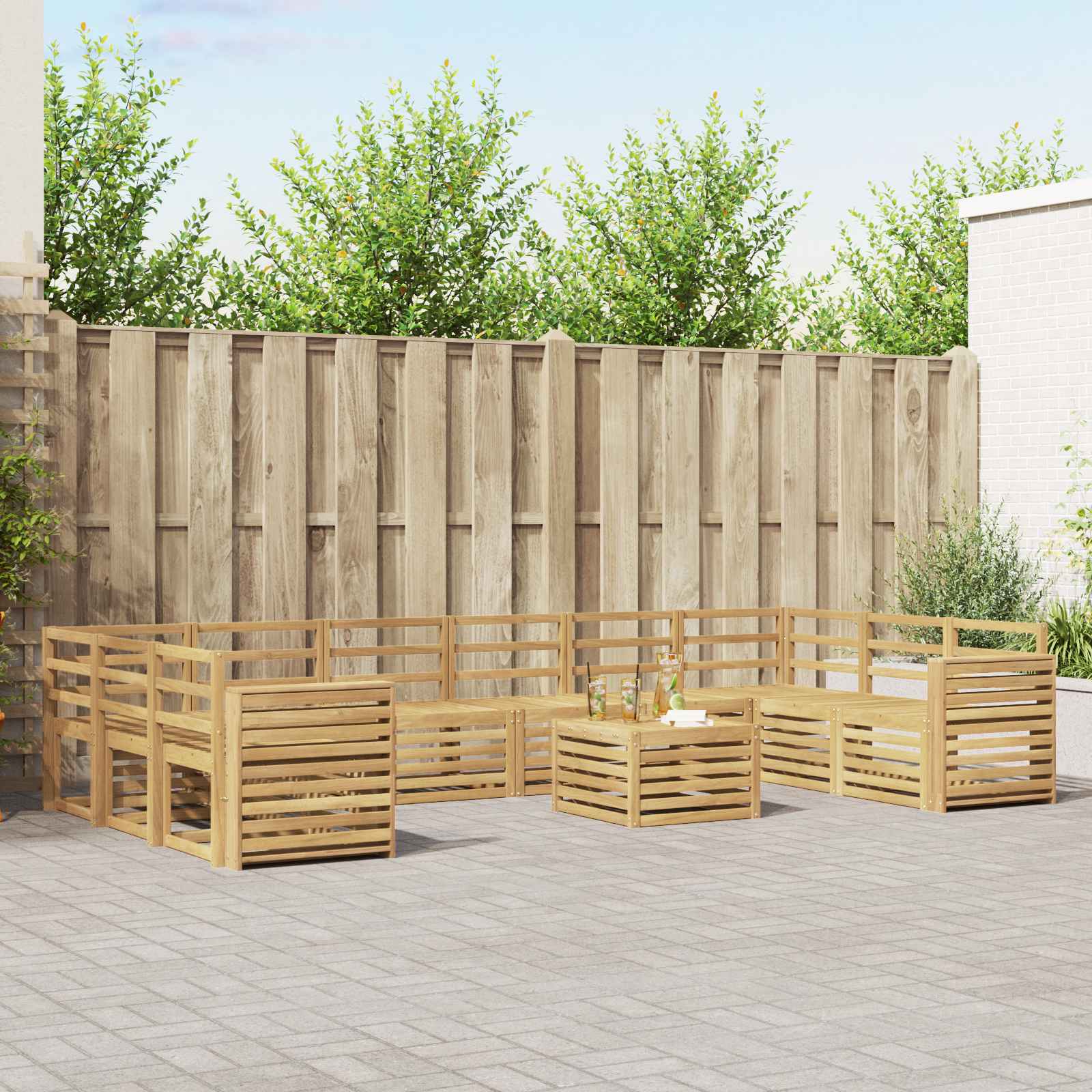 Outdoor-Sofagarnitur 11 pcs Weiß 59 x 59 x 37 cm
