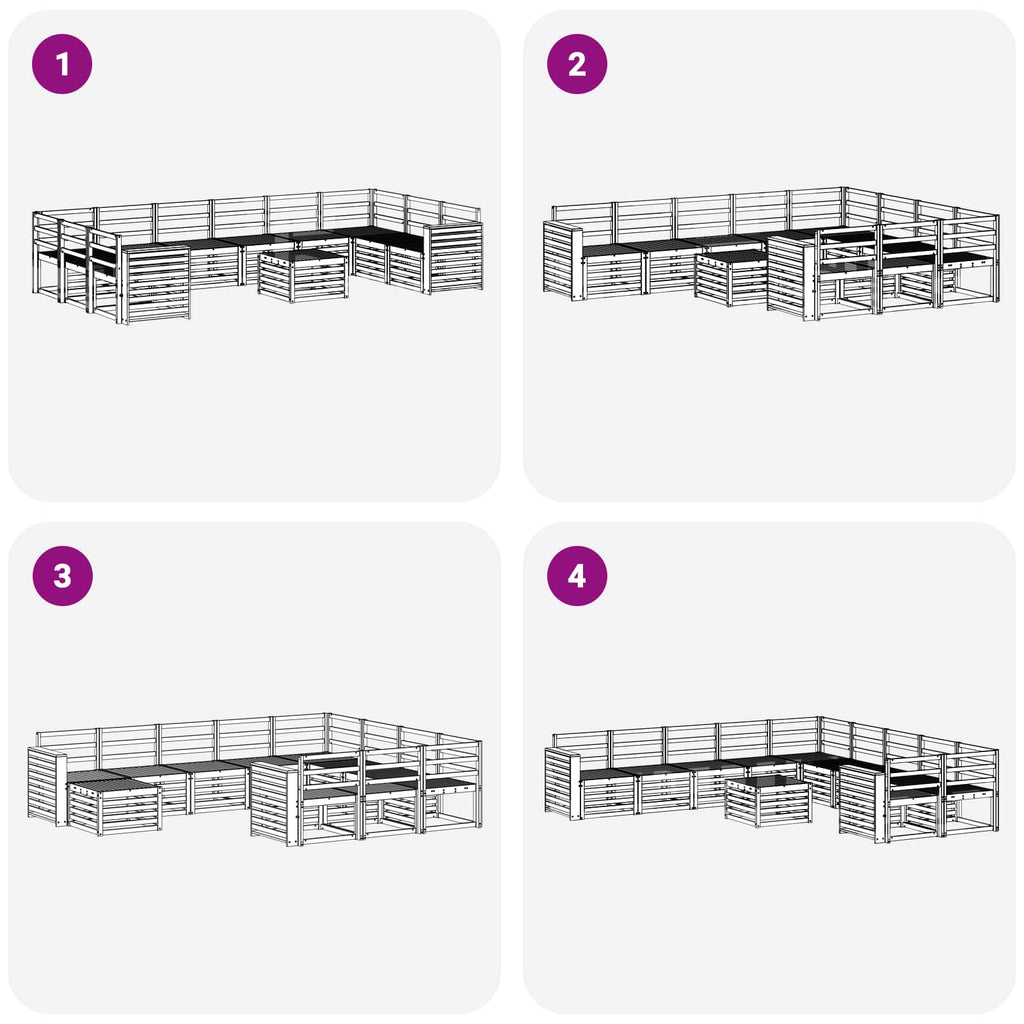 Outdoor-Sofagarnitur 11 pcs Weiß 59 x 59 x 37 cm
