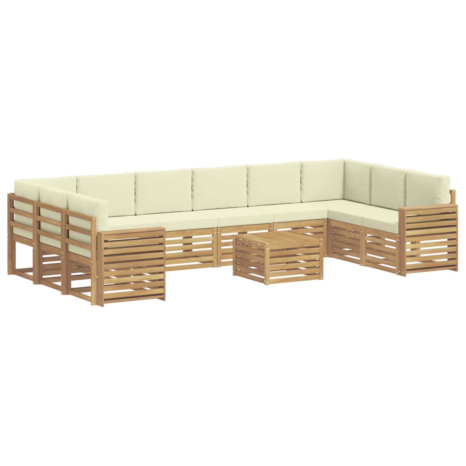 Outdoor-Sofagarnitur 11 pcs Weiß und Creme 59 x 59 x 37 cm