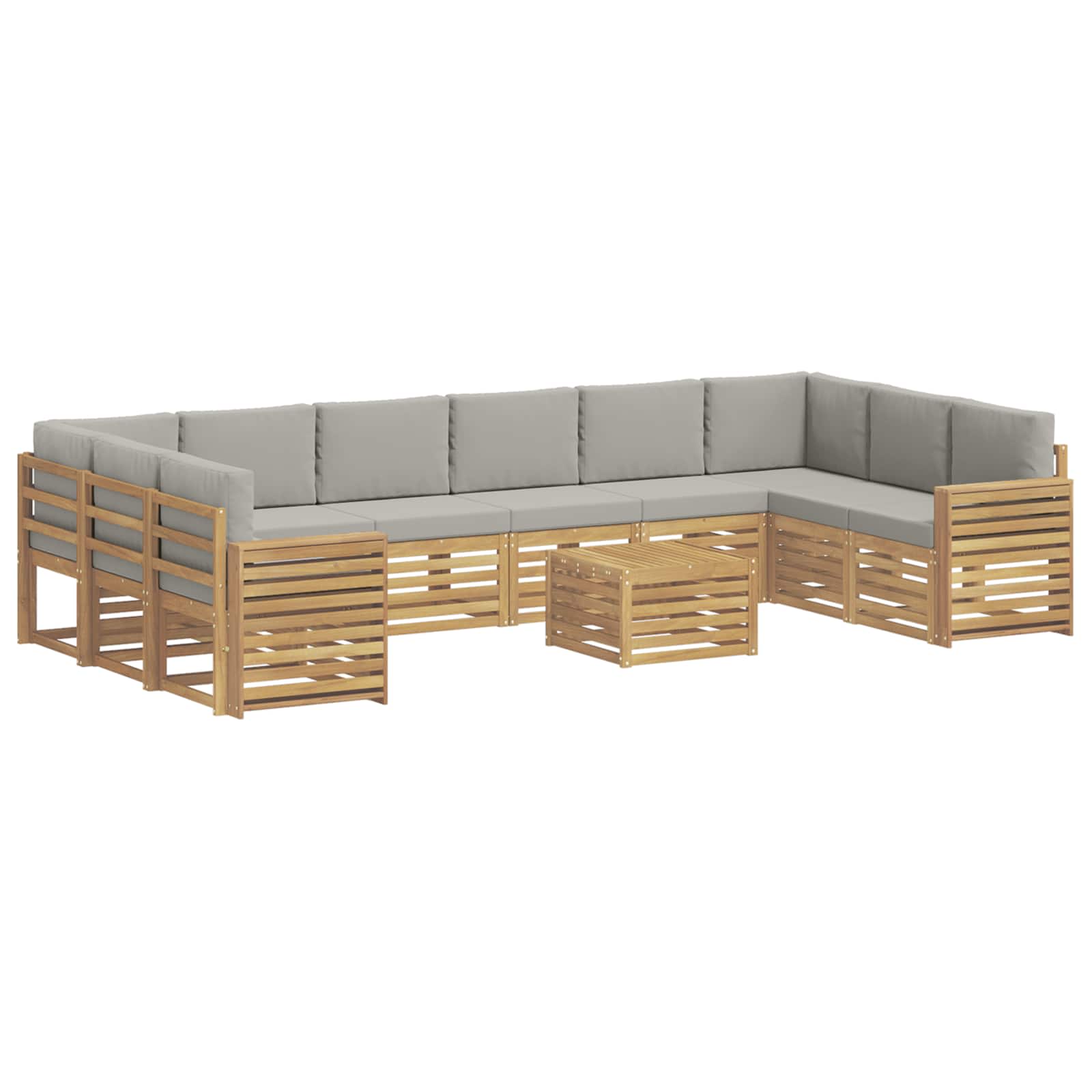 Outdoor-Sofagarnitur 11 pcs Weiß und Hellgrau 59 x 59 x 37 cm