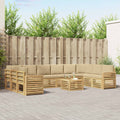 Outdoor-Sofagarnitur 11 pcs Weiß und Beige 59 x 59 x 37 cm