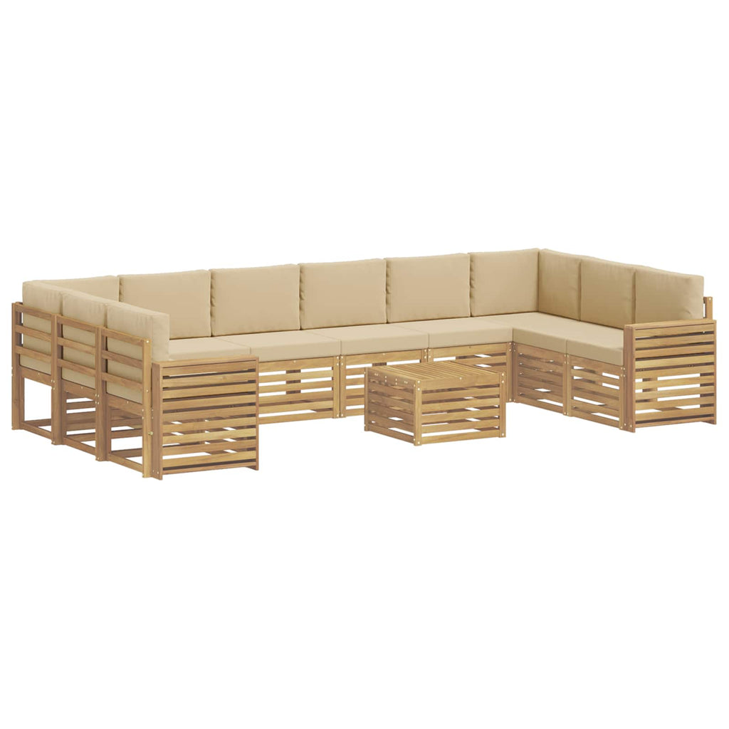 Outdoor-Sofagarnitur 11 pcs Weiß und Beige 59 x 59 x 37 cm
