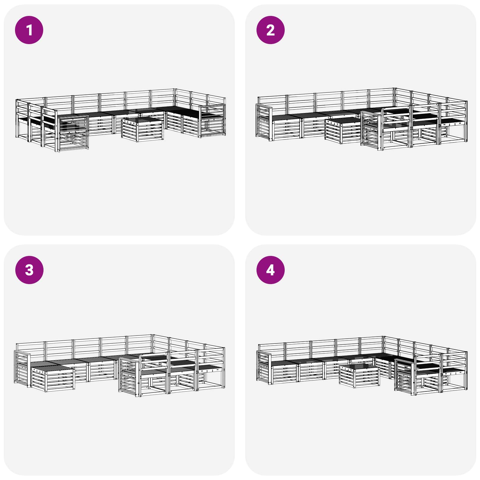 Outdoor-Sofagarnitur 11 pcs Weiß 59 x 59 x 37 cm