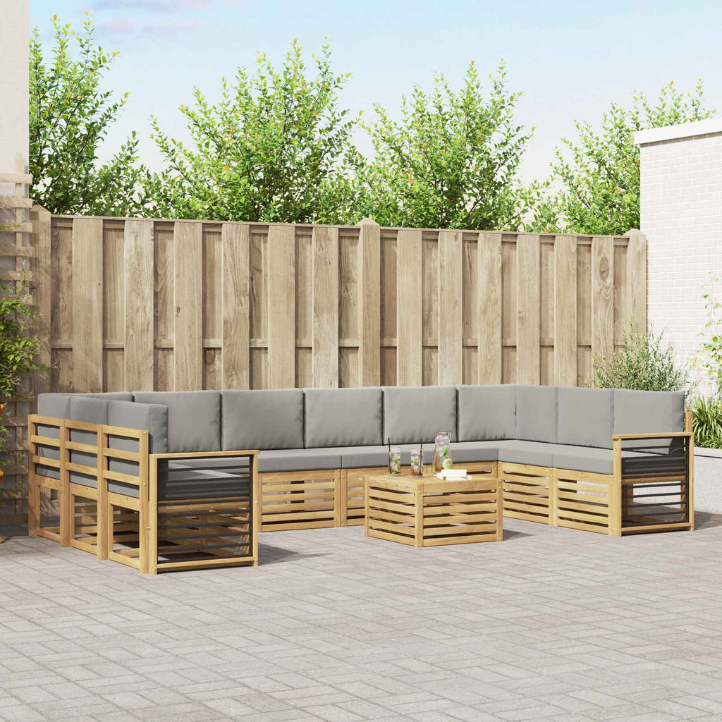 Outdoor-Sofagarnitur 11 pcs Weiß und Hellgrau 59 x 59 x 37 cm