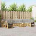 Outdoor-Sofagarnitur 11 pcs Weiß und Hellgrau 59 x 59 x 37 cm