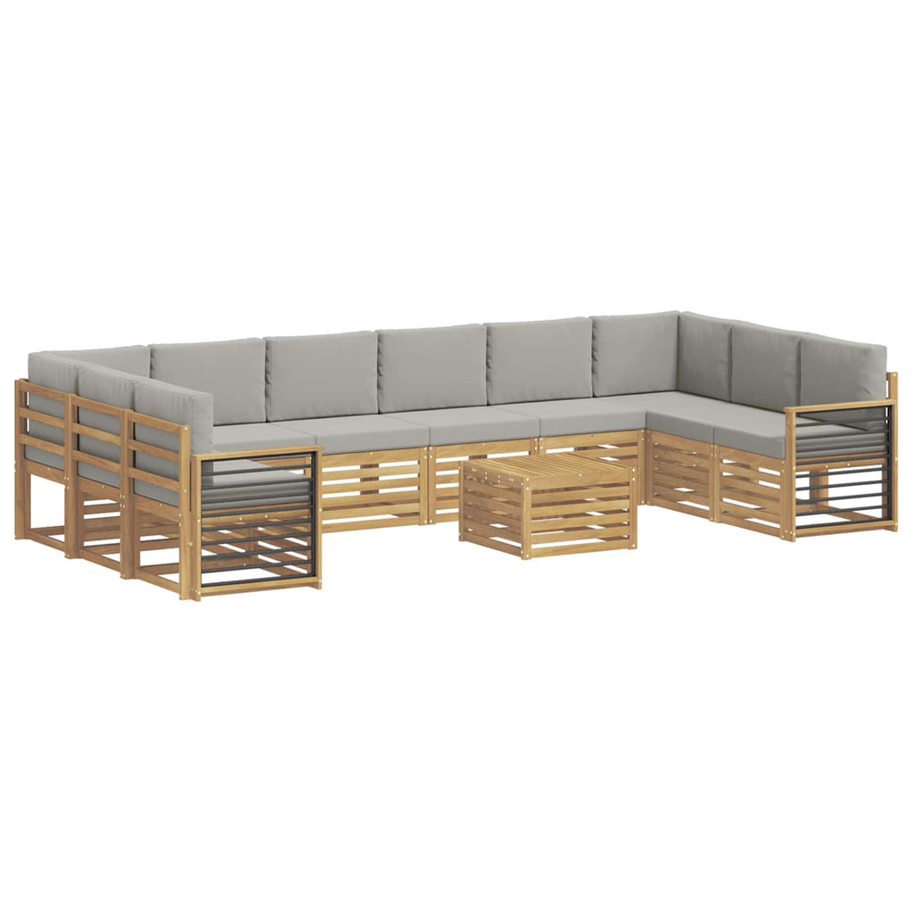 Outdoor-Sofagarnitur 11 pcs Weiß und Hellgrau 59 x 59 x 37 cm