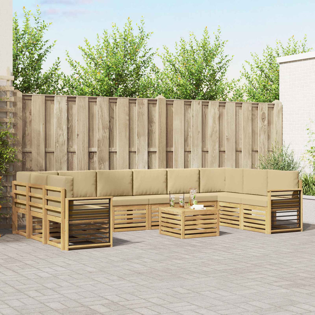 Outdoor-Sofagarnitur 11 pcs Weiß und Beige 59 x 59 x 37 cm