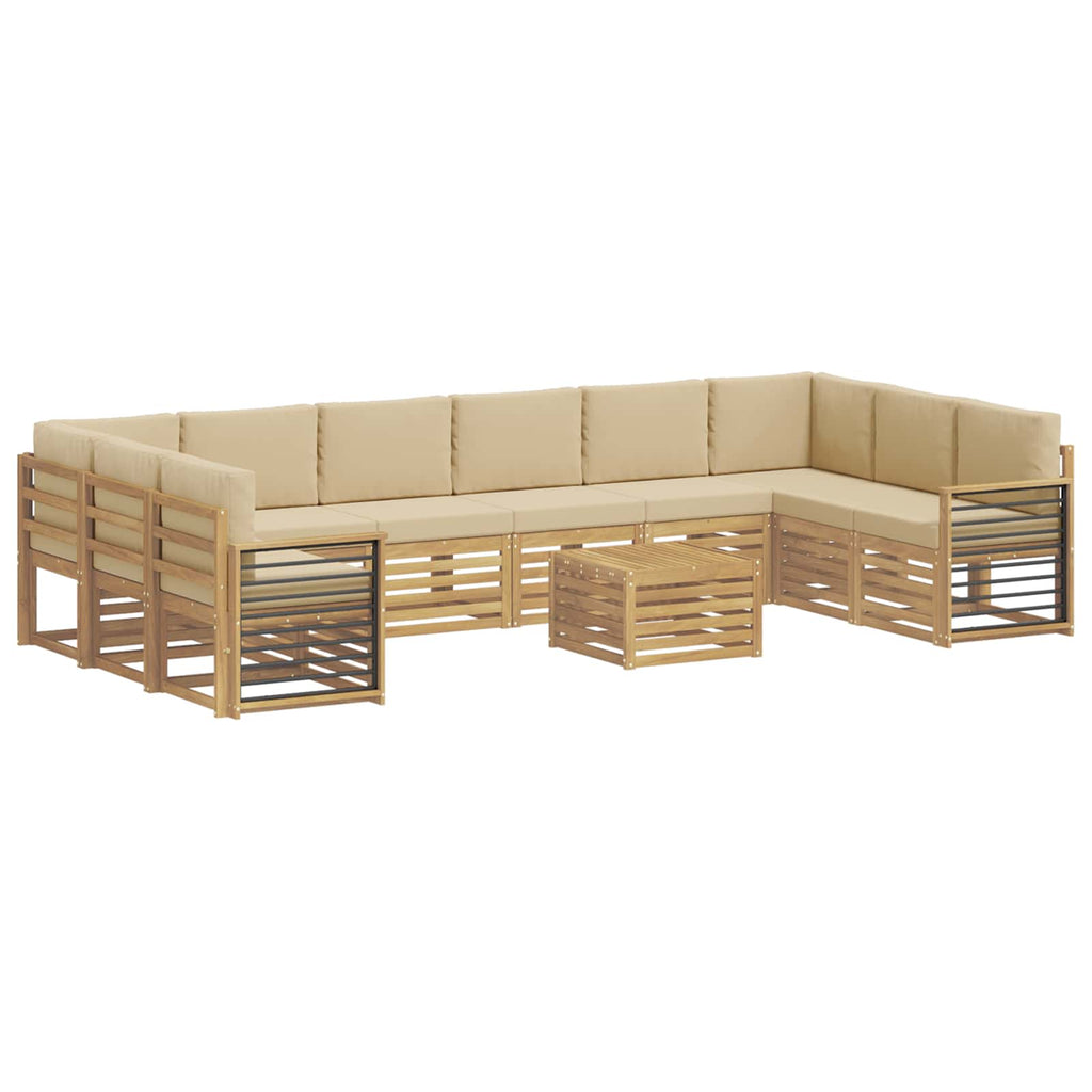 Outdoor-Sofagarnitur 11 pcs Weiß und Beige 59 x 59 x 37 cm