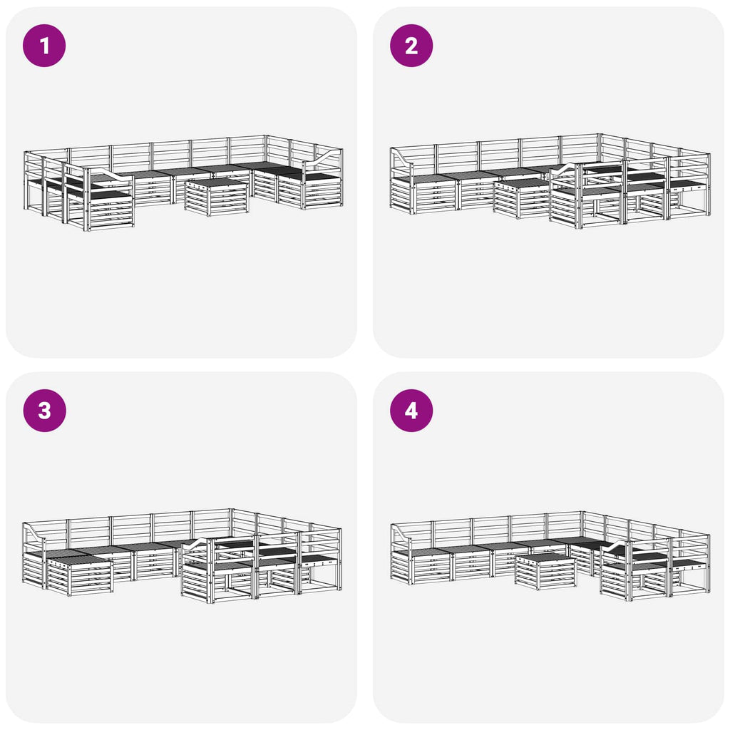 Outdoor-Sofagarnitur 11 pcs Weiß 59 x 59 x 37 cm